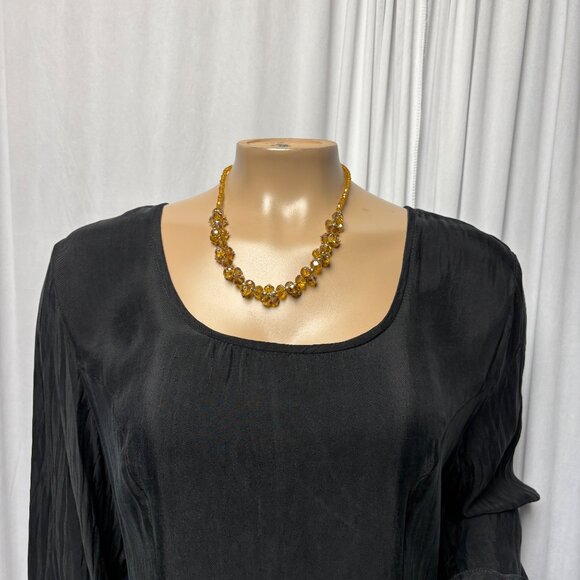 Regine Black Suede Rayon Maxi Dress Womens Sz Medium Long Sleeves Whimsigoth VTG - Picture 2 of 9